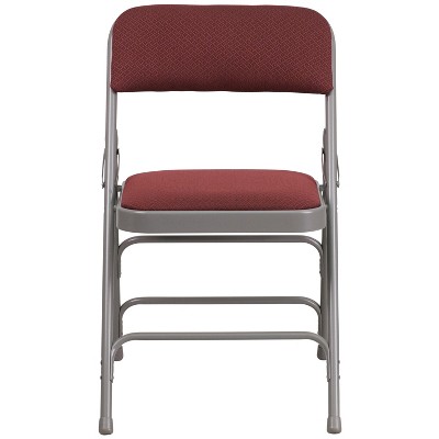 Burgundy Patterned Armless Metal Folding Chair Set