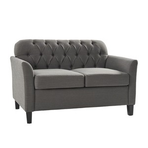 Nuria 51.5" Wide Transitional Button-tufted Loveseat with Tapered Solid Wood Legs and Flared Arms|Artful Living Design - 1 of 4