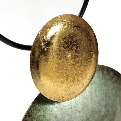 Green and Gold Metal Circles Wall Sculpture Set
