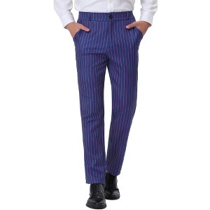 INSPIRE CHIC Men's Straight Fit Color Block Office Work Striped Trousers - 1 of 4