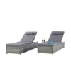VisioGear Patio 2-Piece Pool Chairs Tanning Lounges with Storage, Beach Recliners with Adjustable Backrest, Gray, 77"*25"*14.8" - 3 of 4