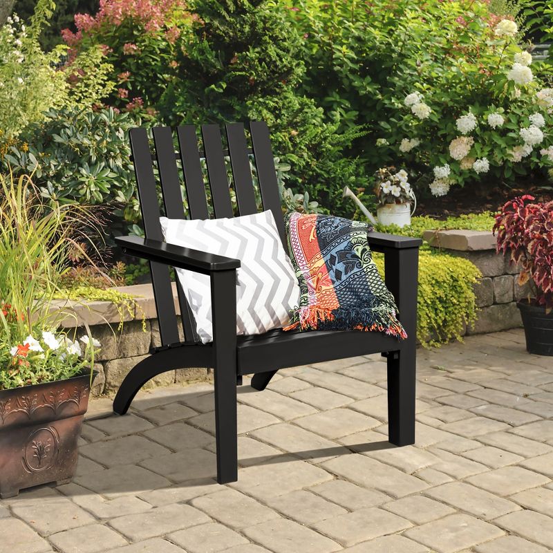 Costway Patio Adirondack Chair Acacia Wood Lounge Armrest Garden Deck White\Black\Gray, 2 of 10