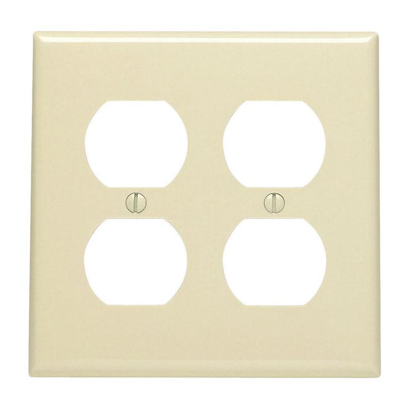 Leviton Ivory 2 gang Nylon Duplex Outlet Wall Plate 1 pk, 1 of 3