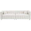 DOMETOUR 102 Inch Teddy Fleece Sofa for Living Room Bedroom, 4 Seat Modern Upholstered Sofa Futon Couch with 2 Pillows - 4 of 4