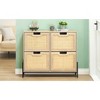 Shoe Cabinet, Natural Rattan Narrow Shoe Storage Organizer Cabinet With 4 Flip Drawers, Freestanding Shoe Rack With Metal Legs for Entryway - 3 of 4