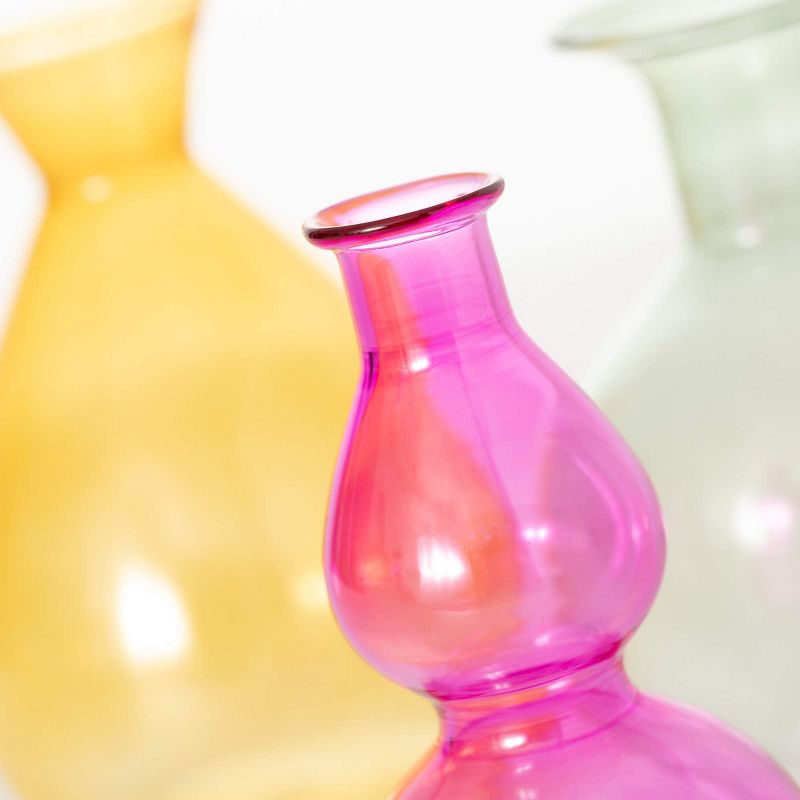 Sullivans 4.5", 4.5" & 5.25" Colorful Glass Vase Set of 3, 2 of 4