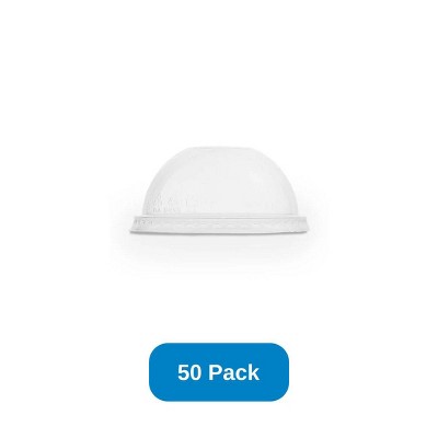 Vegware Dome Lid for 8-16 oz Bella Pots No Hole Clear PLA Compostable - Pack of 50