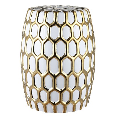 Laili Garden Stool  - Gold/White -  Safavieh