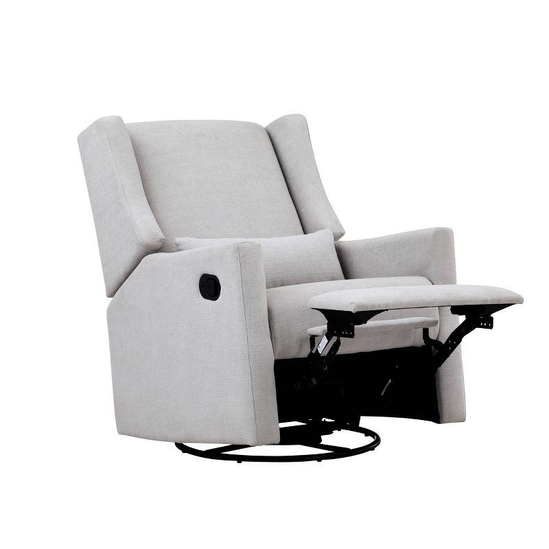 Suite Bebe Pronto Swivel Glider Recliner Accent Chair with Pillow - Blanco White Fabric, 5 of 9