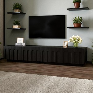 Elegant TV Stand with Arched Design for TVs Up to 80", Multi-Functional Coffee Table with 4 Drawers, Storage Cabinet for Living Room - 1 of 4