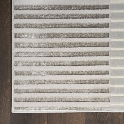 Silver Grey Striped 5' x 7' Synthetic Area Rug