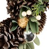 Northlight Silver and Green Mixed Foliage and Pinecone Christmas Wreath, 13.5-Inch, Unlit - 3 of 3