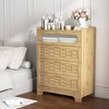 4 Drawer Dresser For Bedroom, Rattan Wood Dressers, Tall Dressers And Wide Chests Of Drawers, Bedroom Closet Dresser, Wood - 2 of 4