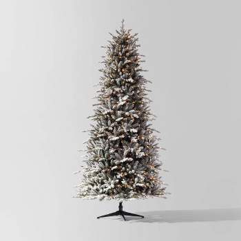 9' Pre-Lit Full Flocked Balsam Fir Artificial Christmas Tree Clear Lights with AutoConnect - Wondershop™