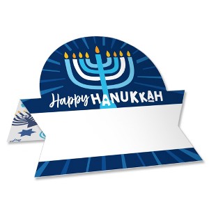 Big Dot of Happiness Hanukkah Menorah - Chanukah Holiday Party Tent Buffet Card - Table Setting Name Place Cards - Set of 24 - 1 of 4