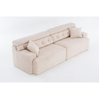TiramisuBest LY-003 Beige White Deep Seat Compression Sofa 3 Seater with Beige for sofa