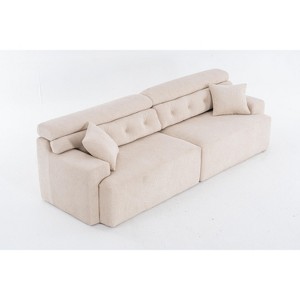 TiramisuBest LY-003 Beige White Deep Seat Compression Sofa 3 Seater with Beige for sofa - 1 of 4