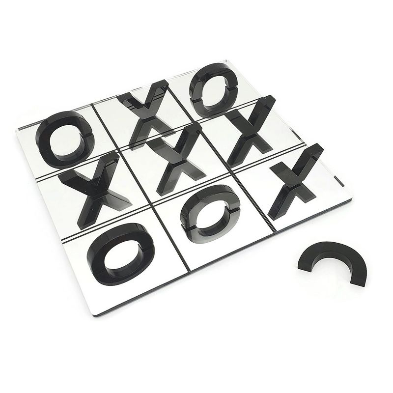 OnDisplay 3D Luxe Acrylic Mirrored Effect Tic Tac Toe Game Set, Black, 1 of 7