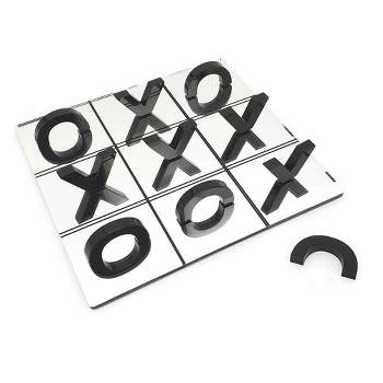OnDisplay 3D Luxe Acrylic Mirrored Effect Tic Tac Toe Game Set, Black