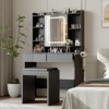 TROPOW Vanity Desk with Mirror and Lights, for Bedroom,Includes Padded Stool, Easy to Assemble, Storage Drawers, USB Outlets, Hairdryer Holder - 3 of 4