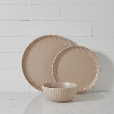 Beige Ceramic 12-Piece Dinnerware Set, Service for 4