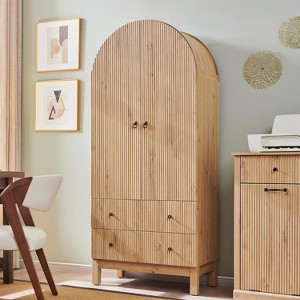 SinCiDo Arched Cabinet, 71 "High Pantry Cabinet, with Adjustable Shelves and 2 Large Drawers, Cabinet, for Living Room, Bathroom, Kitchen - 1 of 4