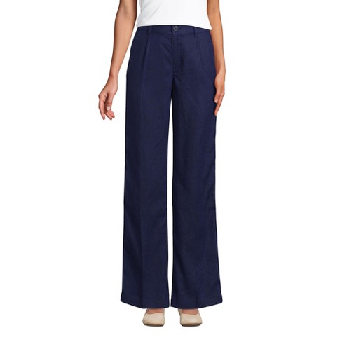 Lands' End Women's High Rise Wide Leg Linen Pleated Pants - 4 - Deep ...