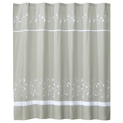 grey and green shower curtain