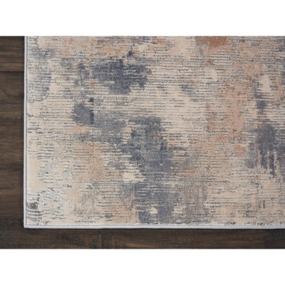 Abstract Grey and Beige Synthetic 5'3" x 7'3" Easy Care Rug
