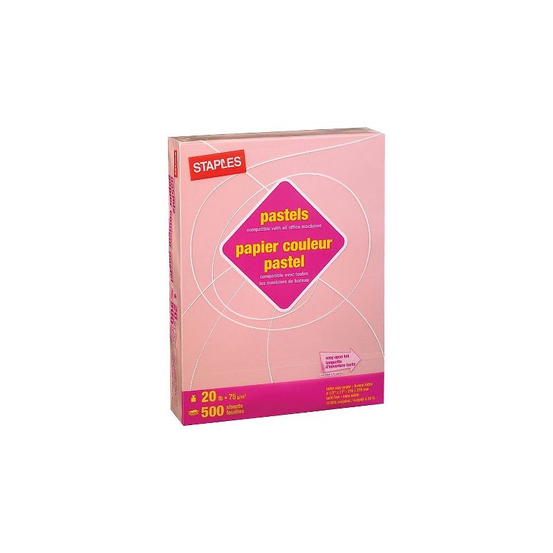 Staples Pastel Colored Copy Paper 8 1/2" x 11" Pink 500/Ream (14779), 3 of 7