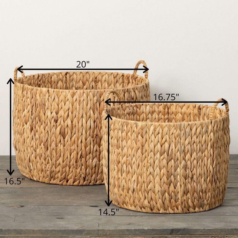 Sullivans 16.5" & 14.5" Handcrafted Fiber Baskets Set of 2, Natural, 4 of 5