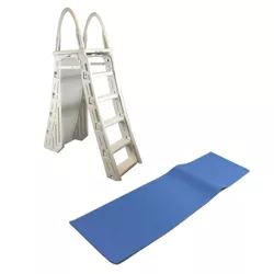 Confer 48-56 Inch Above-Ground Pool Ladder and 9 x 24 Inch Protective Ladder Mat