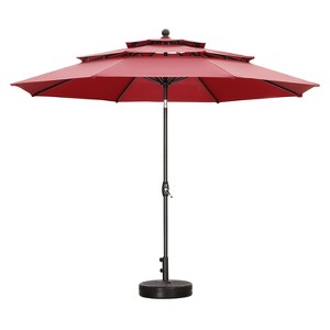 Ainfox 10FT 3 tier vented Outdoor Table Umbrella with Round Umbrella Base For Beach Market Backyard - 1 of 3