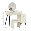 Vanity Table Modern with LED Mirror and Fluted Panel for Bedroom Makeup - 3irtyhousy - 4 of 4