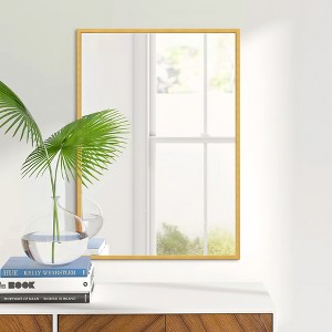 Dovelina Modern Rectangular Aluminium Fine Edge Black Hanging Mirror Decorative Wall Mirror - 1 of 4