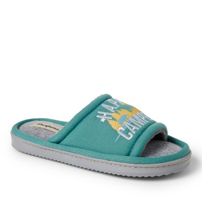 Dearfoams Women’s Lennox Happy Camper Knit Shower Slide House Slipper