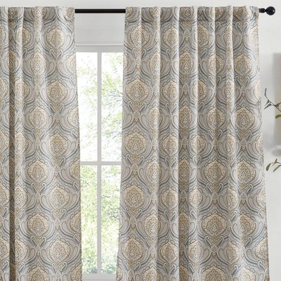 HLC.ME Messina Paisley Damask Back Tab Rod Pocket - Light Reducing Window Curtain Panels, Set of 2