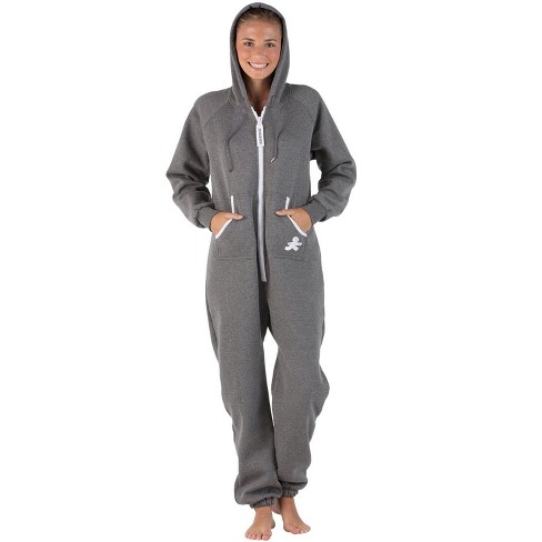 Charcoal Gray Adult Footless Hoodie One Piece - Adult Hooded