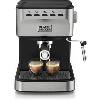 Black+Decker Semi-Automatic 15 Bar Espresso and Cappuccino Maker, Versatile with Ability to use Grounds or ESE Pods to Make Your Perfect Cup of Coffee