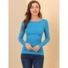 Allegra K Women's Round Neck Long Sleeves Ruched Casual Fitted Top - 4 of 4