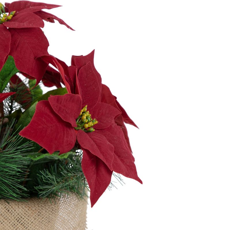 Northlight 13.5" Red Poinsettia with Pine Cones Artificial Christmas Floral Arrangement, 4 of 5