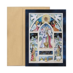 Masterpiece Studios Window into Bethlehem 16-Count Boxed Christmas Cards with Envelopes, 7.8" x 5.6" Hollyville - 1 of 1