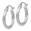 Black Bow Jewelry 3.25mm x 20mm Polished 14k White Gold Twisted Round Hoop Earrings - 2 of 4