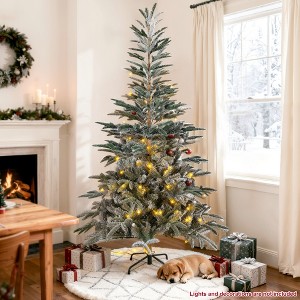 Holiday Gift 7.5 ft Snow-Flocked Artificial Christmas Tree – 700 Branch Tips, Hinged Setup, Metal Stand - 1 of 4