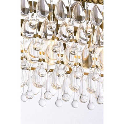 Nordic Brass and Crystal 6-Light Rectangular Pendant