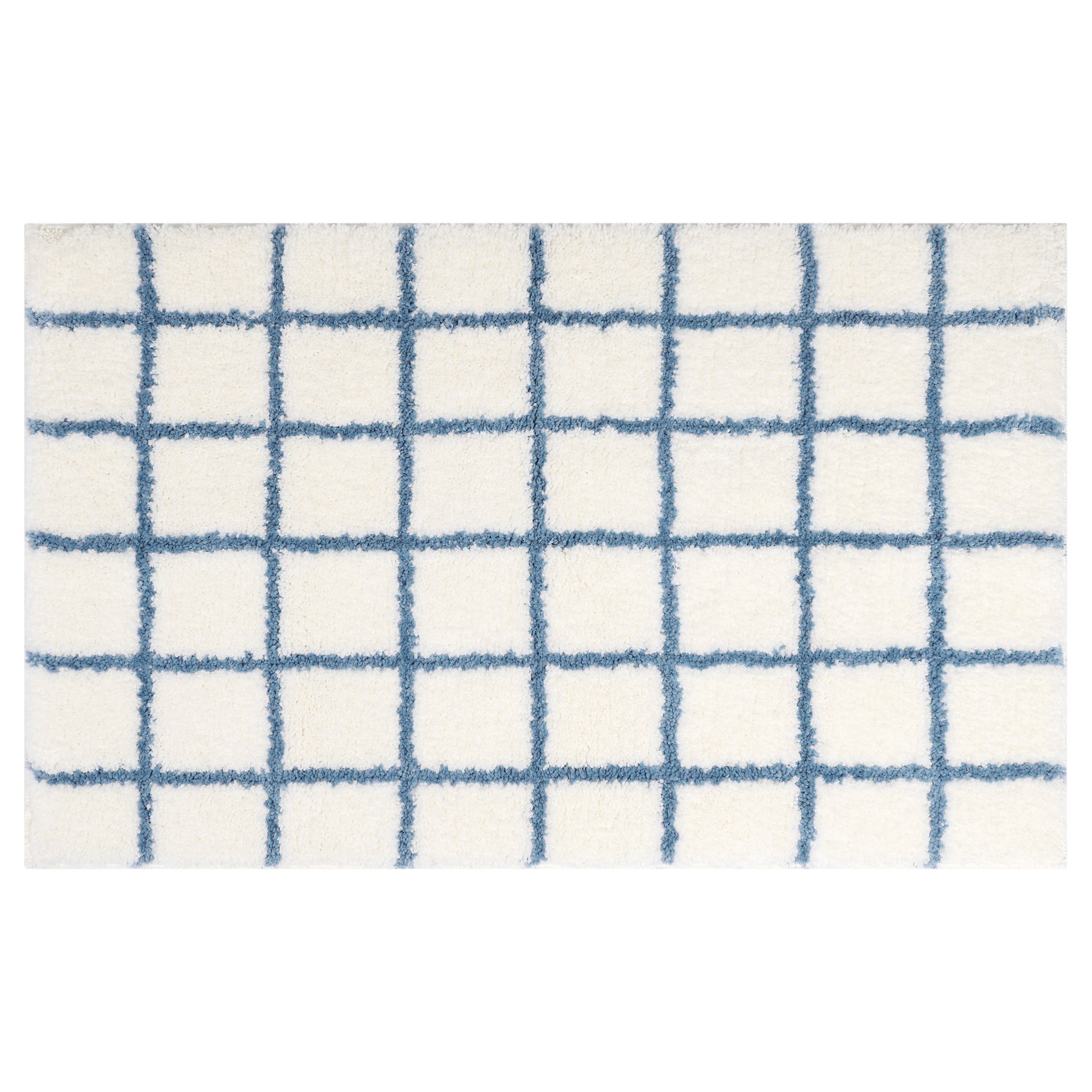 Unique Bargains Checkered Pattern Soft Absorbent Non-Slip Bathroom Rugs Blue-1 16" x 24"