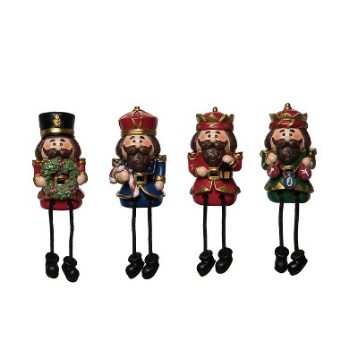 Transpac Resin Nutcracker Shelf Sitter Figurines Set of 4 Colorful Christmas Decor for Tabletop and Mantel Indoor Use