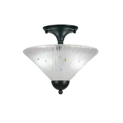 Toltec Lighting Any 2 - Light Flush Mount in  Matte Black with 12" Frosted Crystal Shade