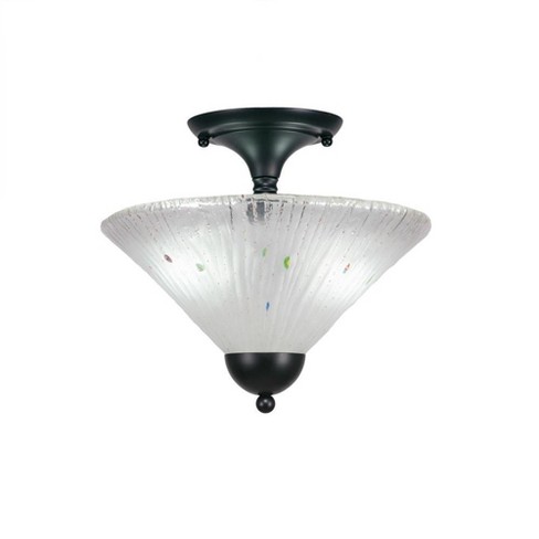 Toltec Lighting Any 2 - Light Flush Mount in  Matte Black with 12" Frosted Crystal Shade - image 1 of 1