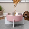 THE LICKER STORE Intersecta Small/Medium Concrete & Stainless Steel Bowl 16oz (2 Cups) w/ Metal Stand Pet Feeder - 2 of 4